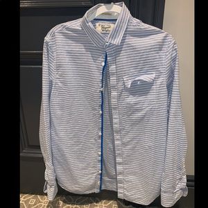 Blue and White Slim Fit Button Down - Penguin